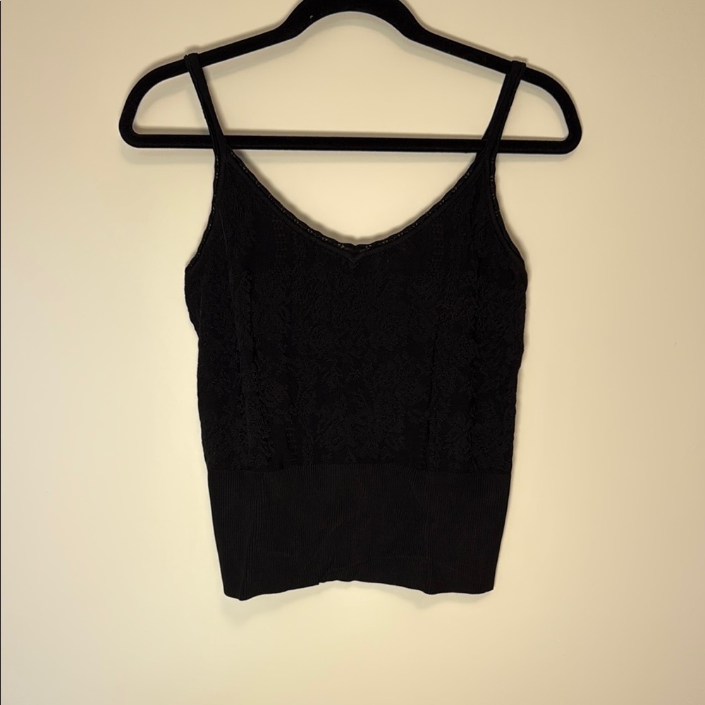 Vintage Jones New York Elegant Black Floral Pattern Knit Y2K Tank Size M